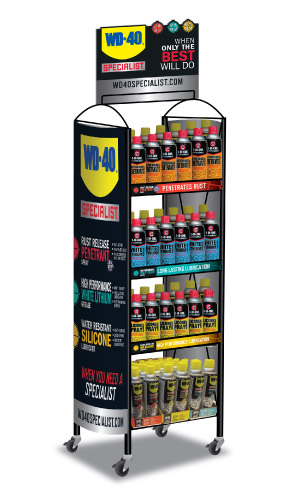 Point of purchase packaging designs such as this WD40 product stand A WD40 Product Stand